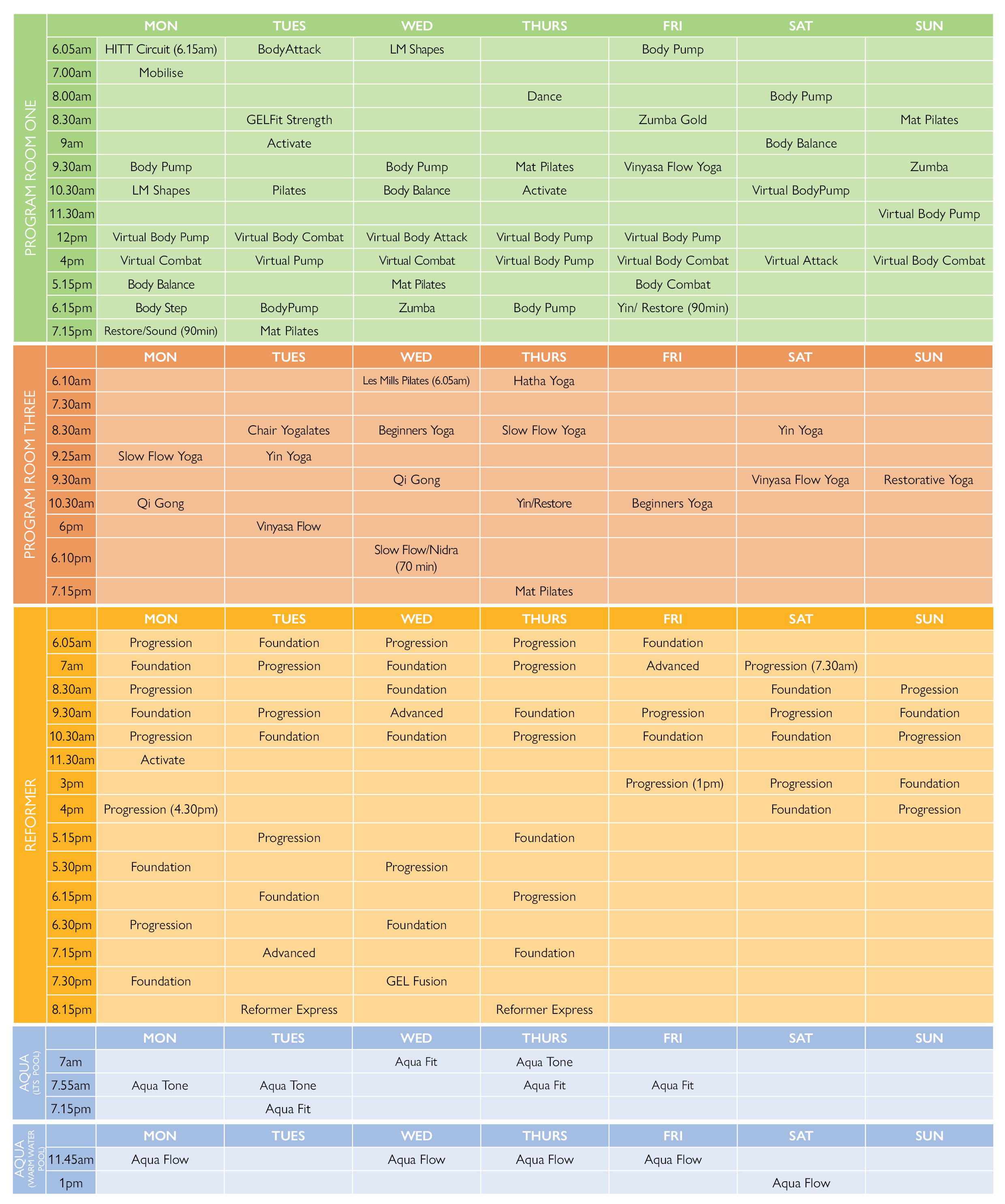 CMSP- Group Fitness Timetable  2025 AUG